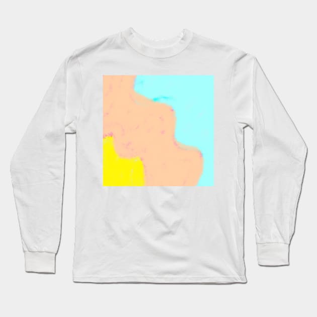 Yellow orange blue watercolor abstract art Long Sleeve T-Shirt by Artistic_st